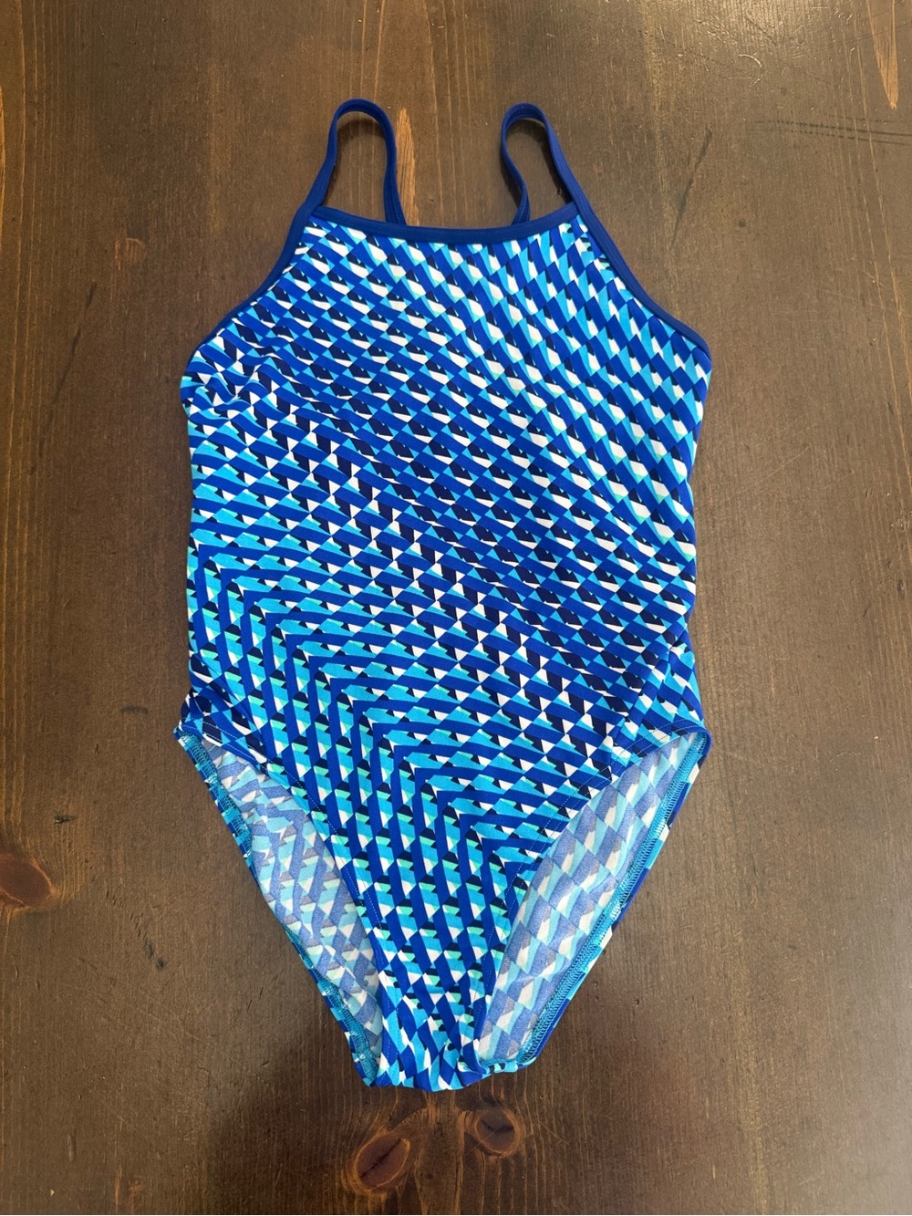 Girls' Blue Geometric One-Piece Swimsuit size 28